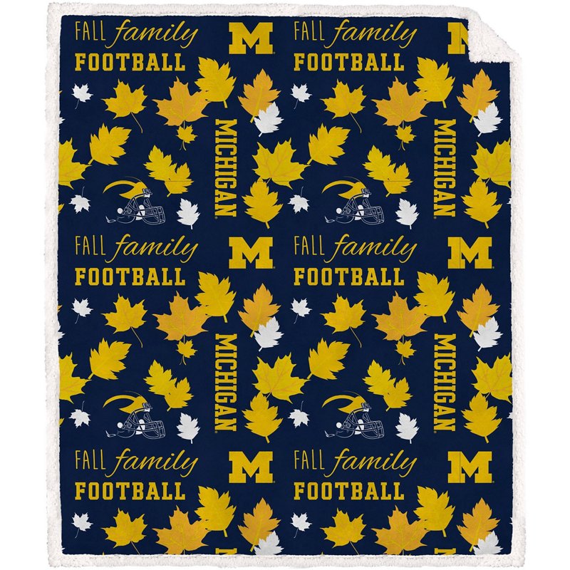 Pegasus Sports Pegasus Michigan Wolverines 60" x 70" Fall Family Football Flannel Fleece Sherpa Blanket - NCAA Novelty at Academy Sports